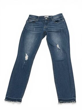 Hudson Jeans Mid Rise Ankle Stretch Denim Distressed Raw Hem Blue Women Size 26